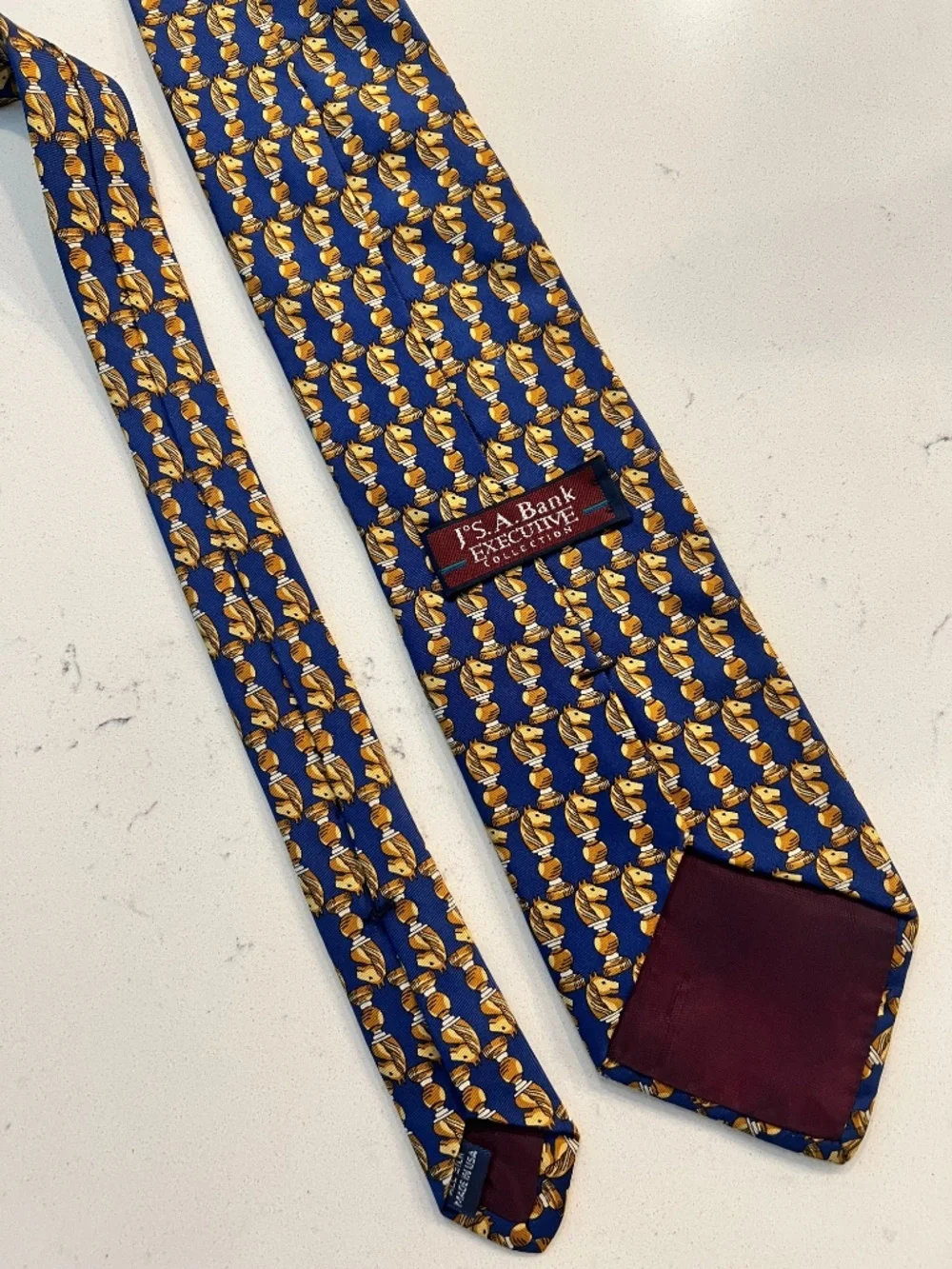Jos A. Bank Executive Collection Blue Silk Knight Chess Piece Tie